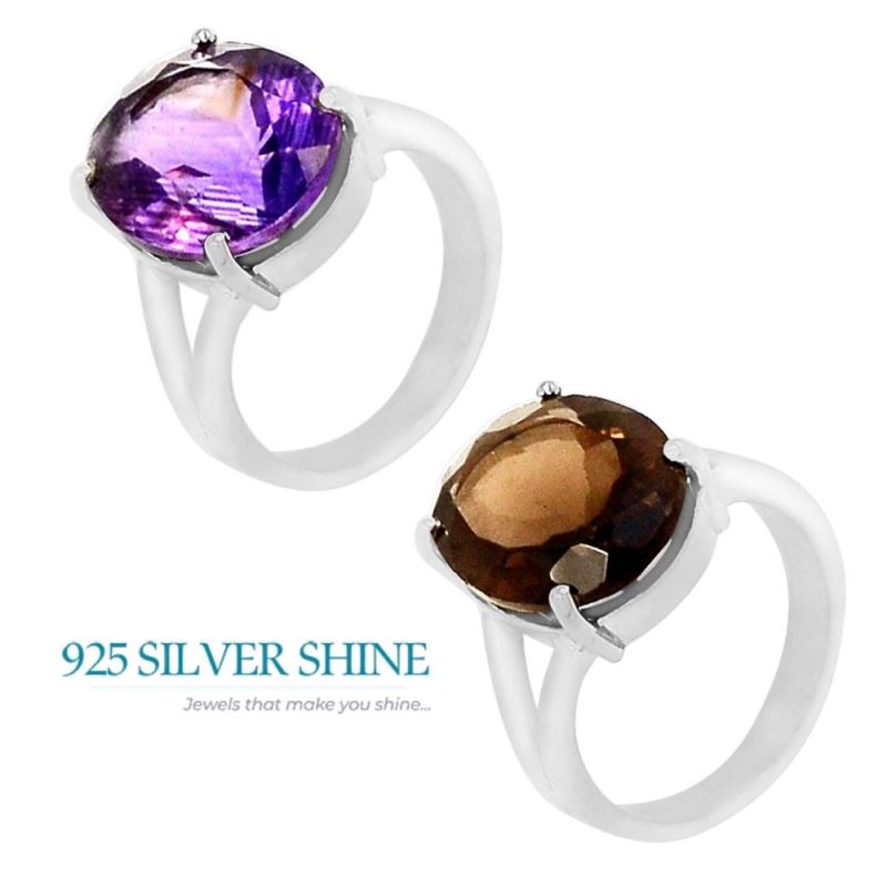 Ametyst Cut Stone Silver anniversary Rings 925SR061-2_0