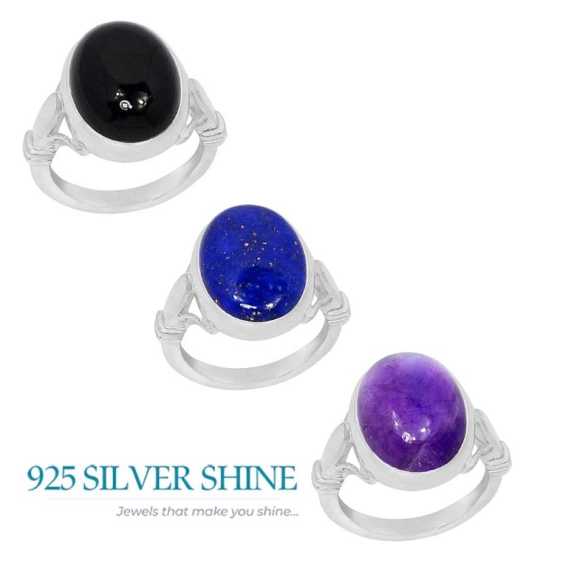 Natural Black Onyx Gemstone Handmade Ring In 925 Solid Silver 925SR062-2_1