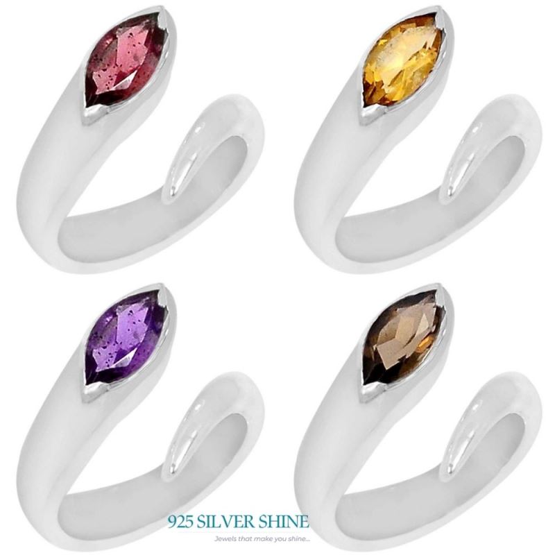 Natural Amethyst Marquise Sterling Silver Rings 925SR066-4_1