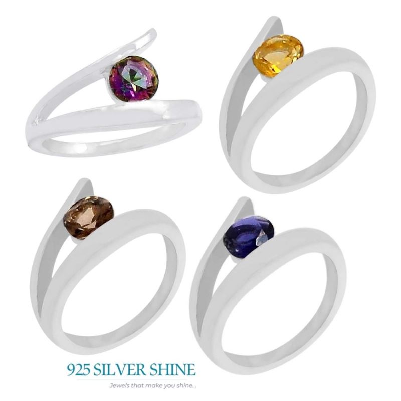 Faceted Iolite Gemstone Sterling Silver Rings 925SR073-3_1