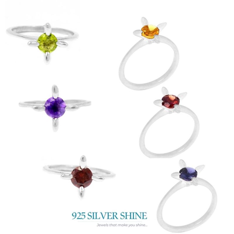 Natural Garnet Birthstone Sterling Silver Rings 925SR095-4_2