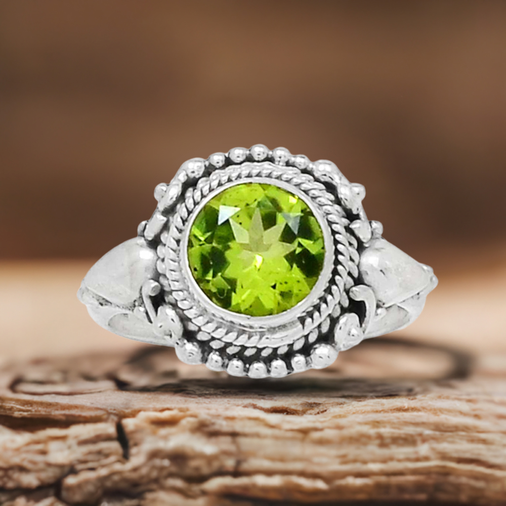 Semi Precious Peridot Gemstone Rings In Solid 925 Silver 925SR1006