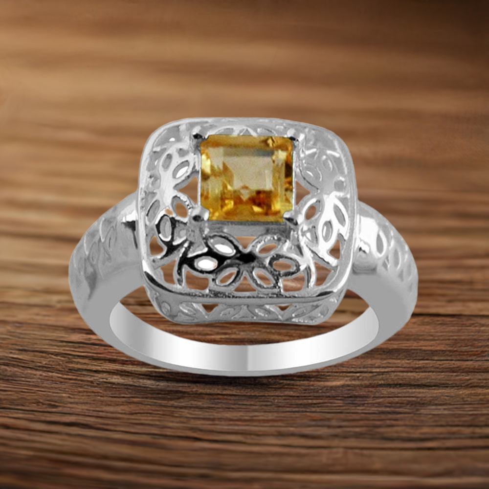 Filigree Design Sterling Silver Citrine Birthstone Rings 925SR1370