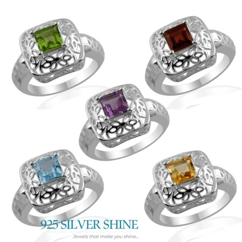 Filigree Design Sterling Silver Citrine Birthstone Rings 925SR1370_2