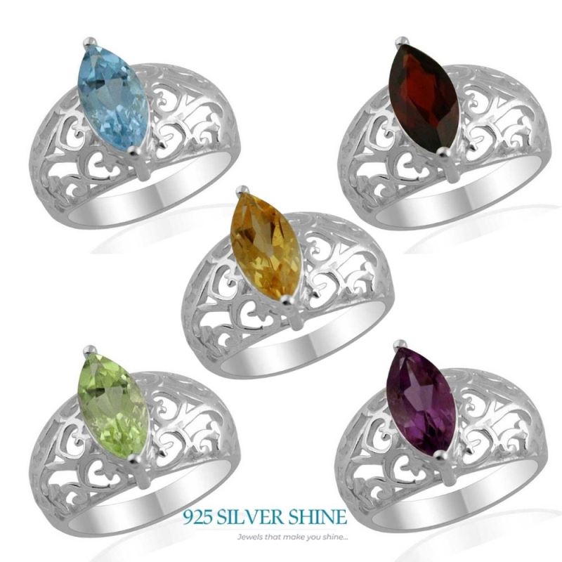 Natural Peridot Gemstone Sterling Silver Filigree Rings 925SR1377_2