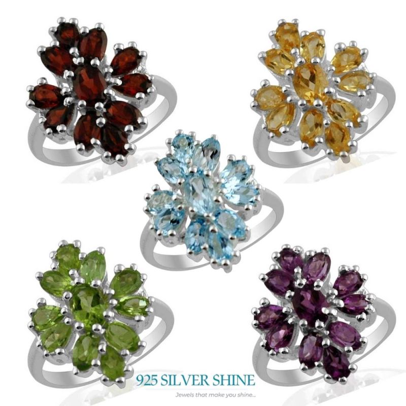 925 Sterling Silver Rings In Semi Precious Blue Topaz Gemstone 925SR1385_1