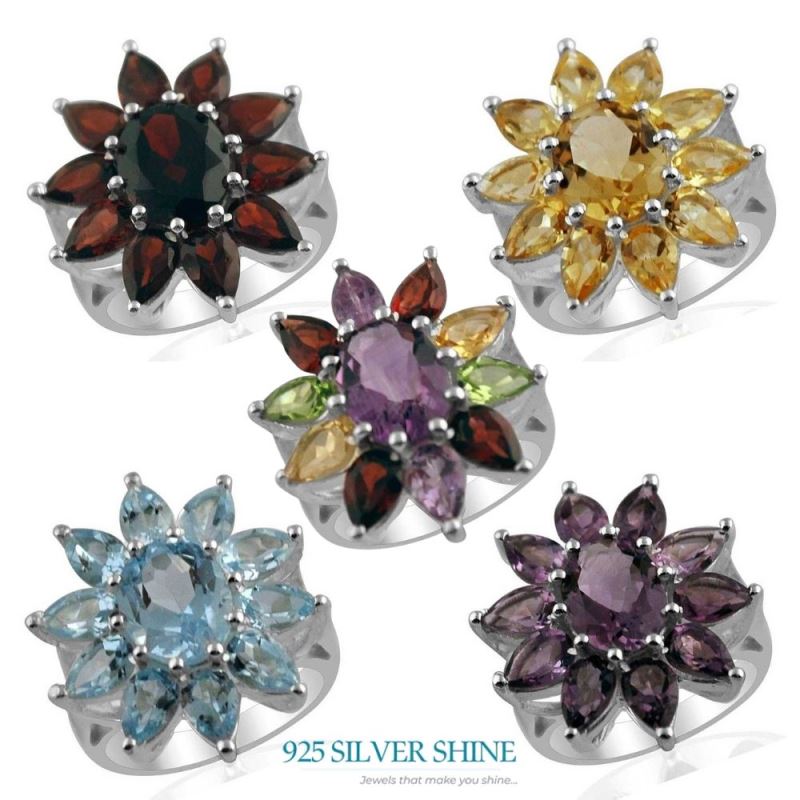 Genuine Multi Gemstone Rings In 925 Sterling Silver Jewelry 925SR1395_1