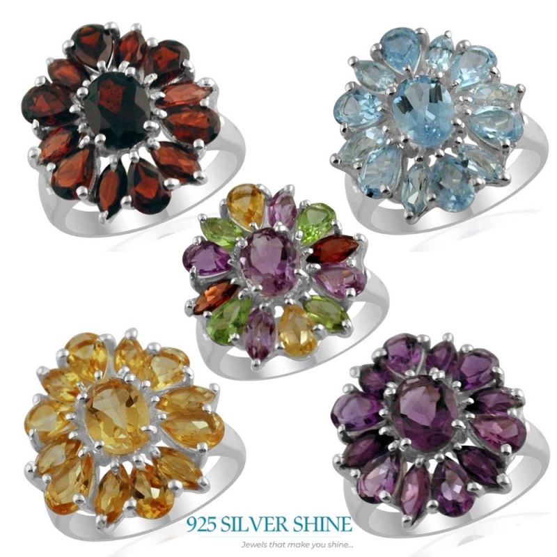 925 Sterling Silver Rings In Garnet Gemstone Jewelry 925SR1418_1