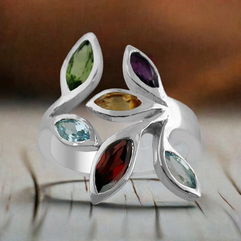 925 Sterling Silver Rings In Multi Gemstone Jewelry 925SR1426