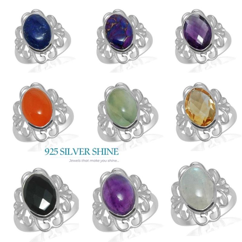 925 Sterling Silver Rings In Genuine Amethyst Gemstone 925SR1459_1