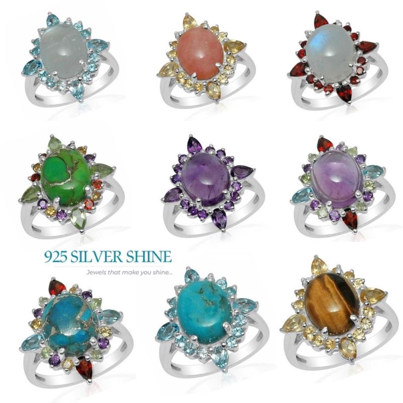 Genuine Multi Gemstone Rings In 925 Sterling Silver Jewelry 925SR1477_2
