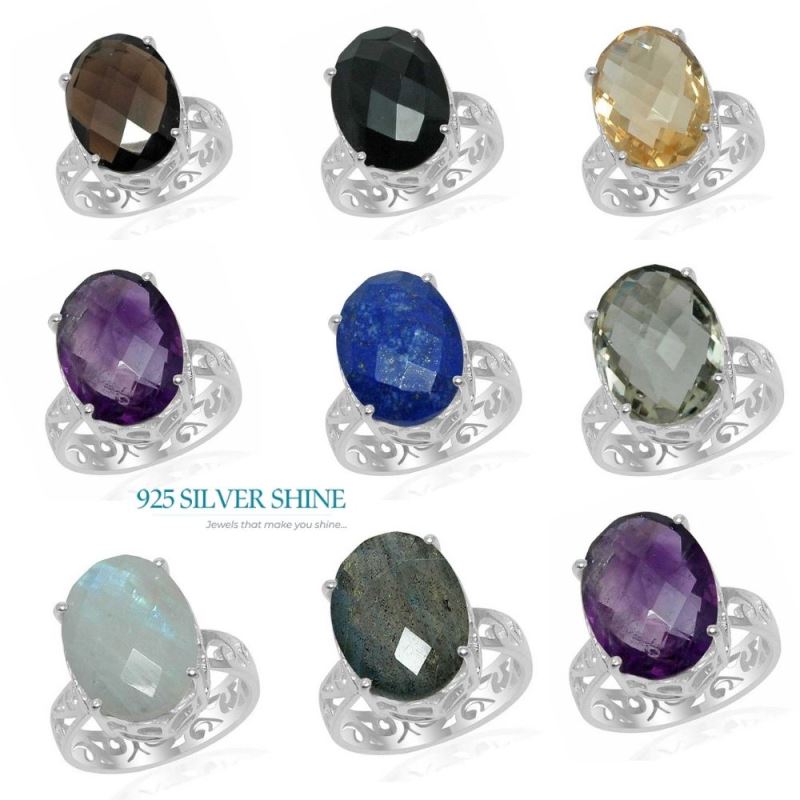 925 Sterling Silver Rings In Semi Precious Black Onyx Gemstone 925SR1519_2