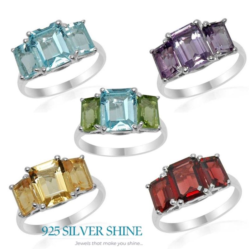 Semi Precious Blue Topaz, Peridot Gemstone Rings In 925 Sterling Silver Jewelry 925SR1555_2
