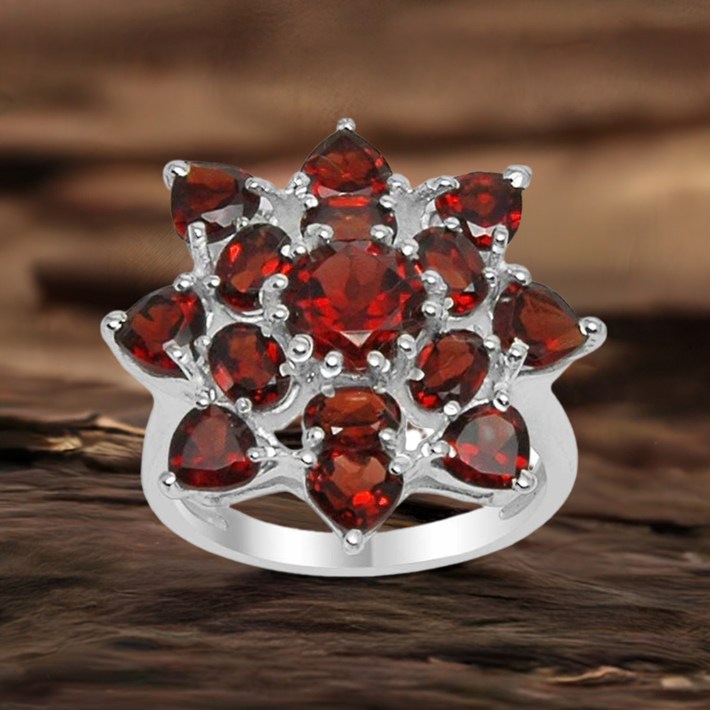 Natural Garnet Gemstone Rings In 925 Sterling Silver Jewelry 925SR1560