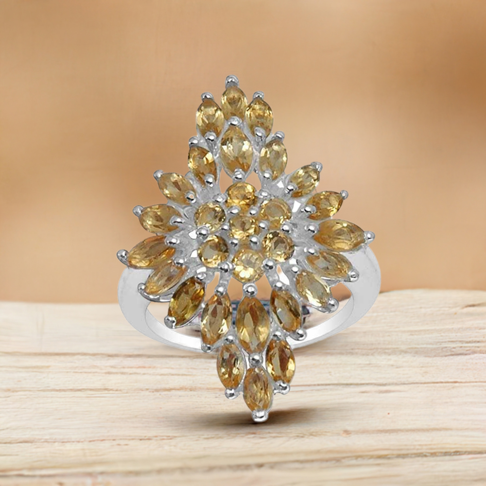 925 Sterling Silver Rings In Citrine Gemstone Jewelry 925SR1578