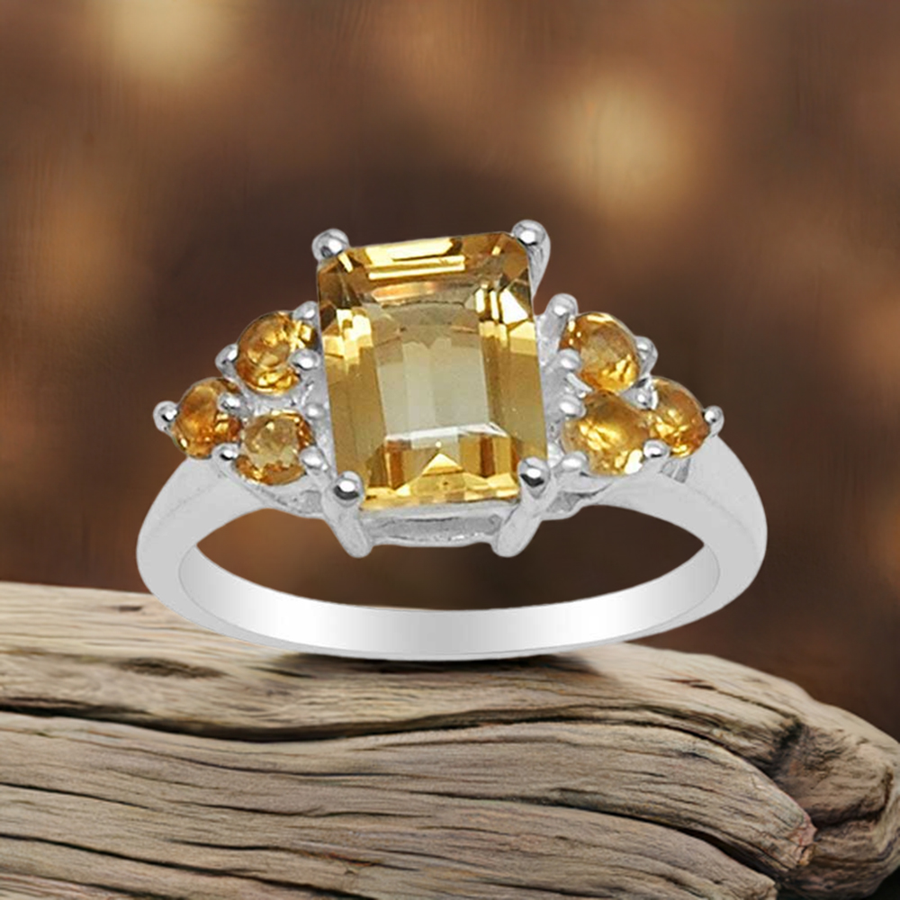 925 Sterling Silver Handmade Rings In Citrine Gemstone Jewelry 925SR1580