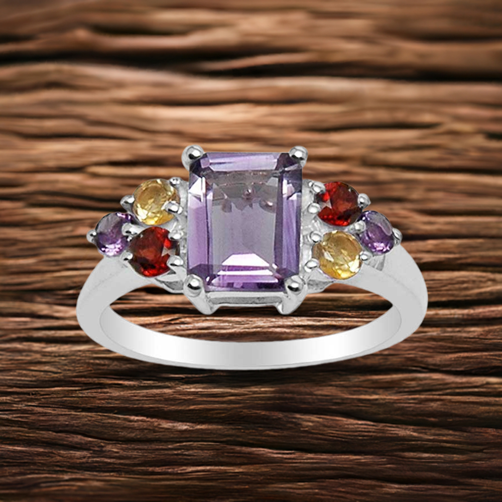925 Sterling Silver Handmade Rings In Multi Gemstone Jewelry 925SR1581