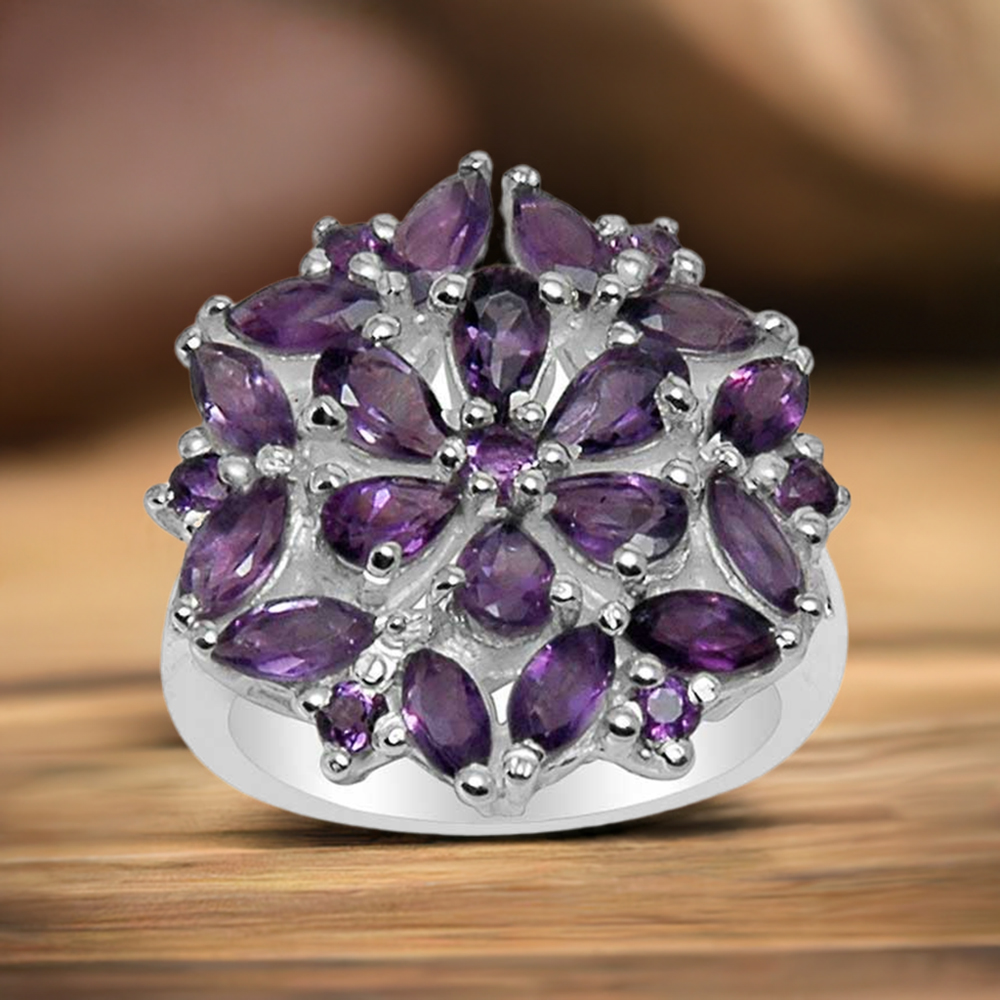 925 Sterling Silver Handmade Rings In Amethyst Gemstone Jewelry 925SR1589