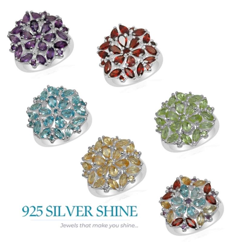 925 Sterling Silver Handmade Rings In Multi Gemstone Jewelry 925SR1590_2