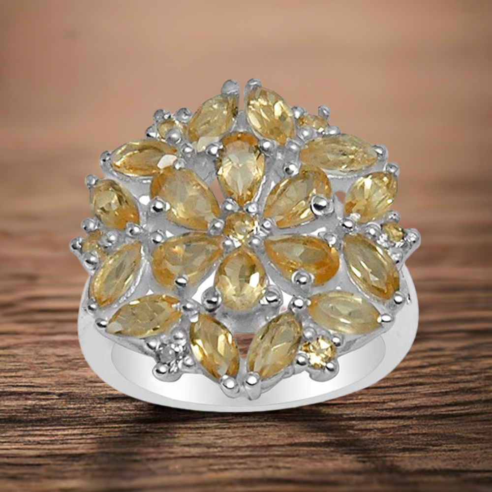 925 Sterling Silver Handmade Rings In Citrine Gemstone Jewelry 925SR1591