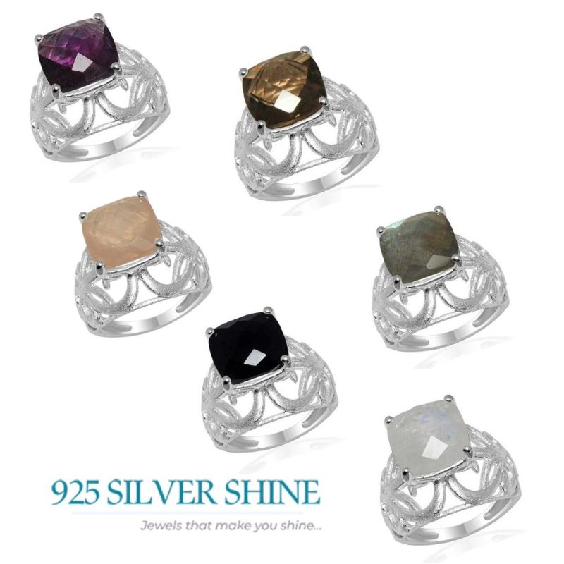 Semi Precious Black Onyx Gemstone Rings In 925 Sterling Silver Jewelry 925SR1631_2