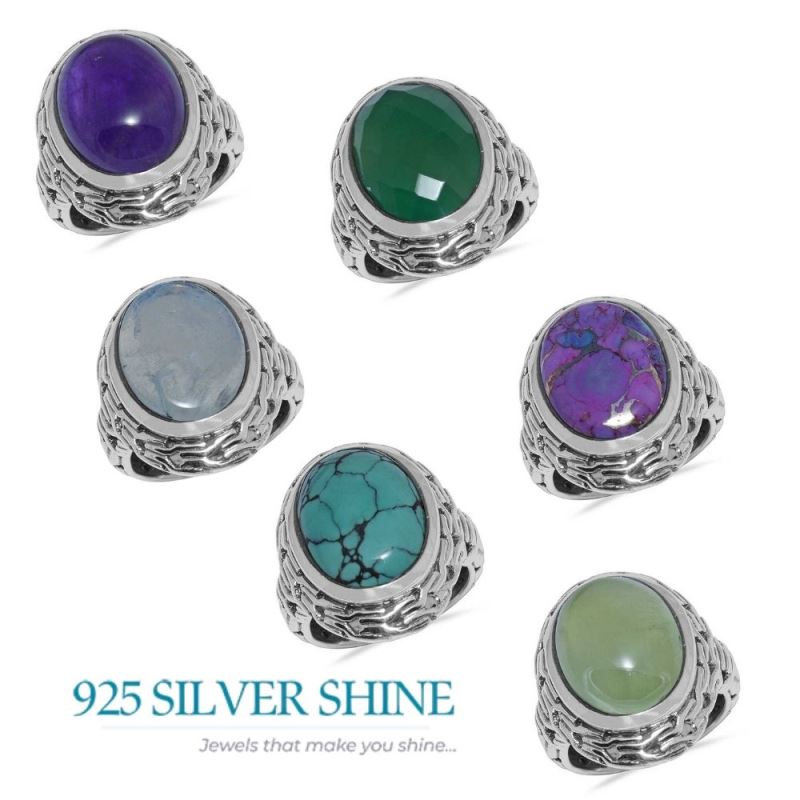 925 Sterling Silver Rings In Green Onyx Gemstone Jewelry 925SR1644_2