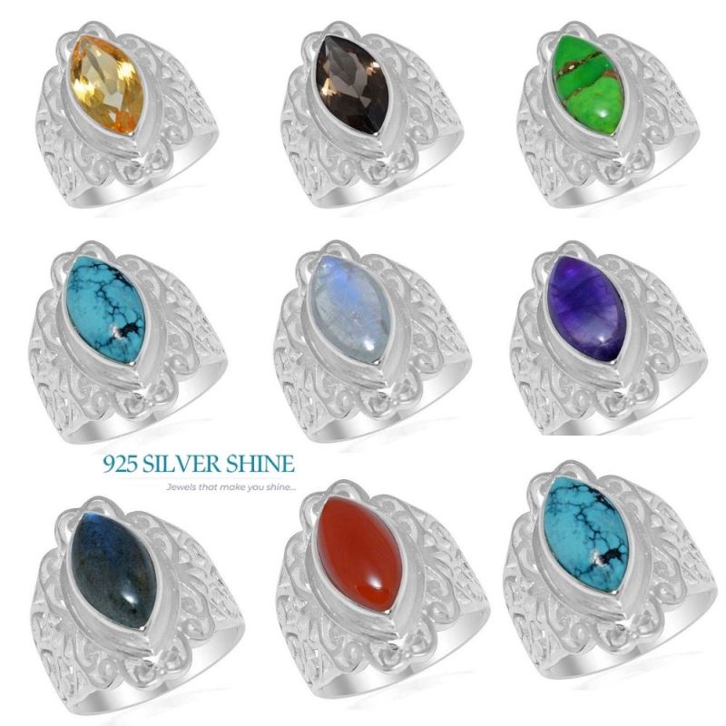 925 Sterling Silver Handmade Rings In Turquoise Gemstone Jewelry 925SR1650_2