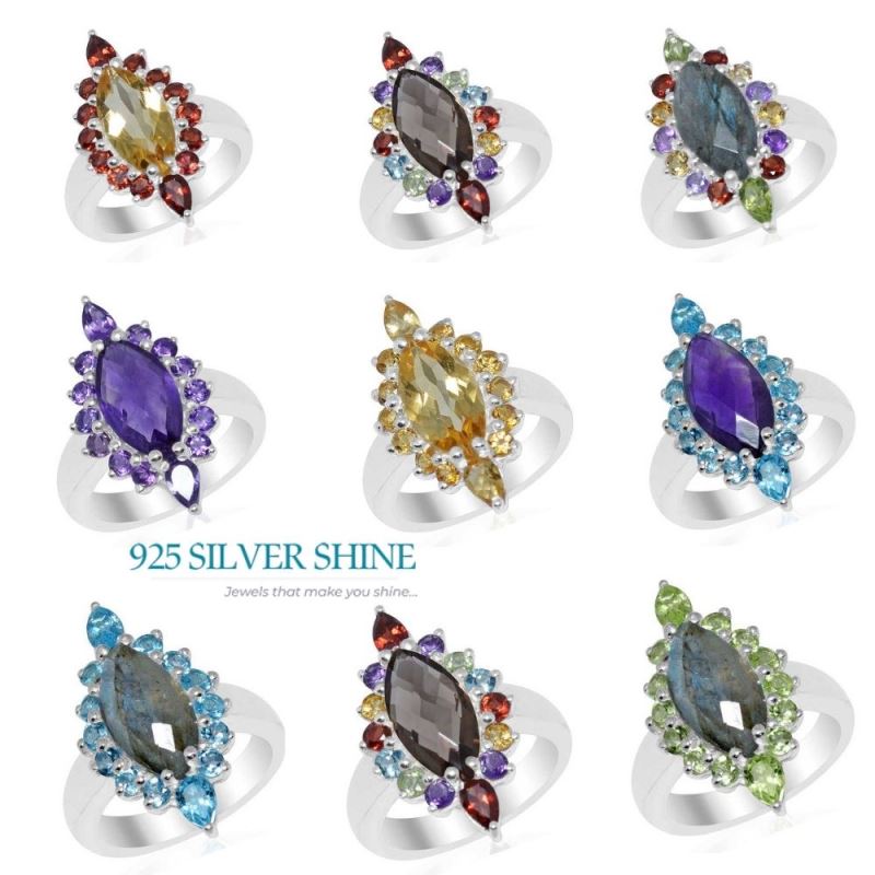925 Sterling Silver Handmade Rings In Multi Gemstone Jewelry 925SR1659_2