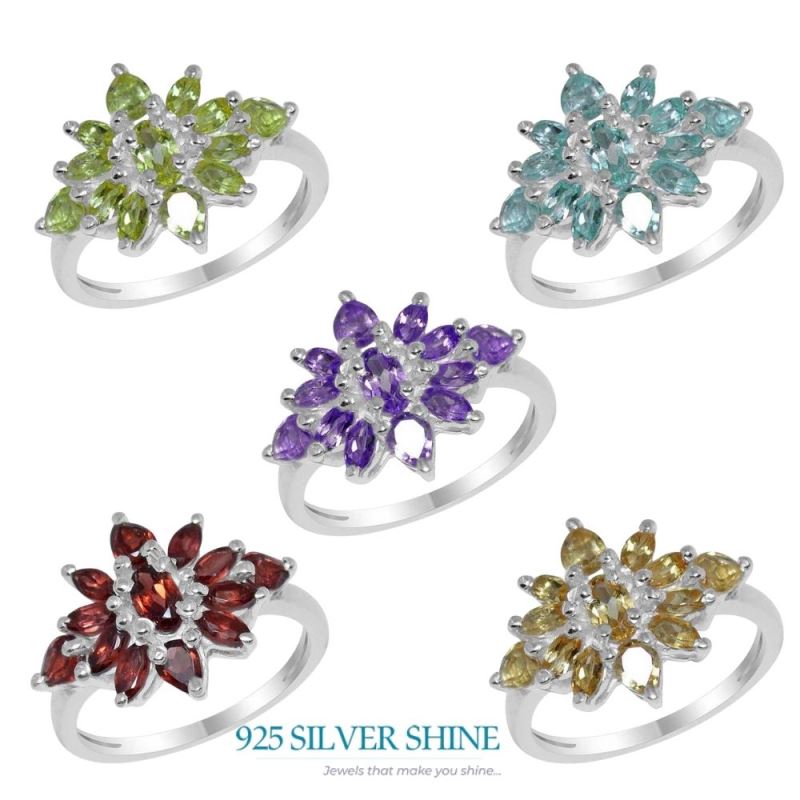 Natural Peridot Gemstone Rings In 925 Sterling Silver 925SR1685_1