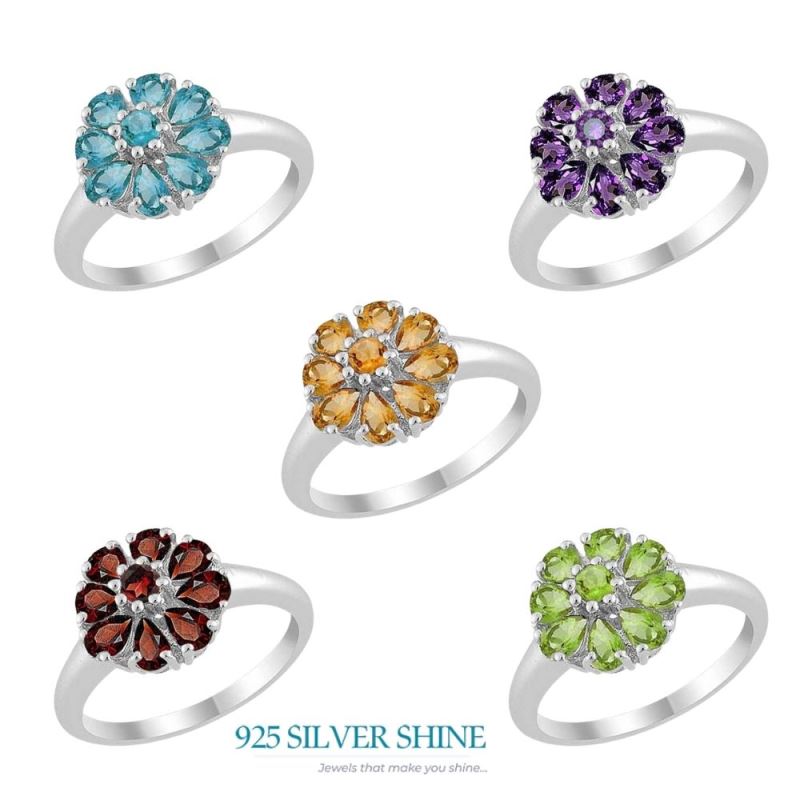 Semi Precious Amethyst Gemstone Rings In 925 Sterling Silver 925SR1686_2