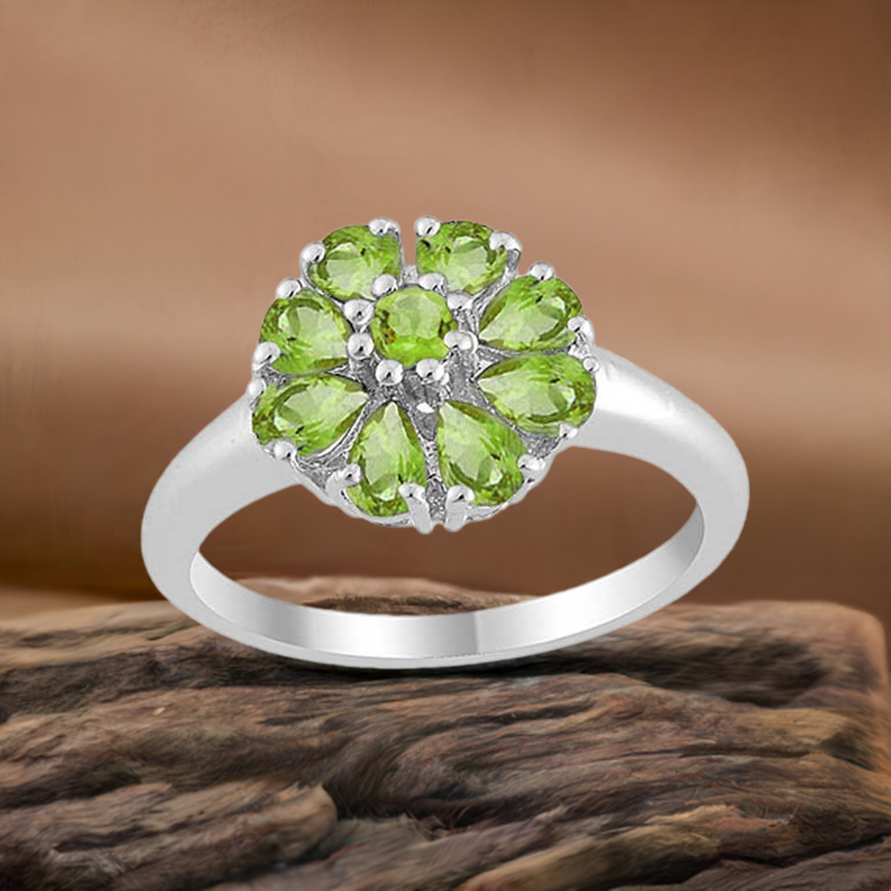 Genuine Peridot Gemstone Rings In 925 Sterling Silver 925SR1687