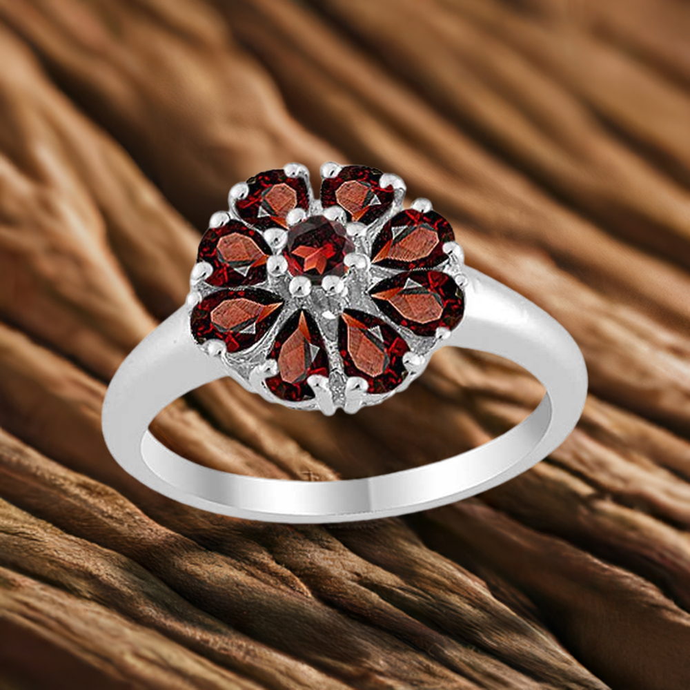 Natural Garnet Gemstone Rings In Solid 925 Silver 925SR1688