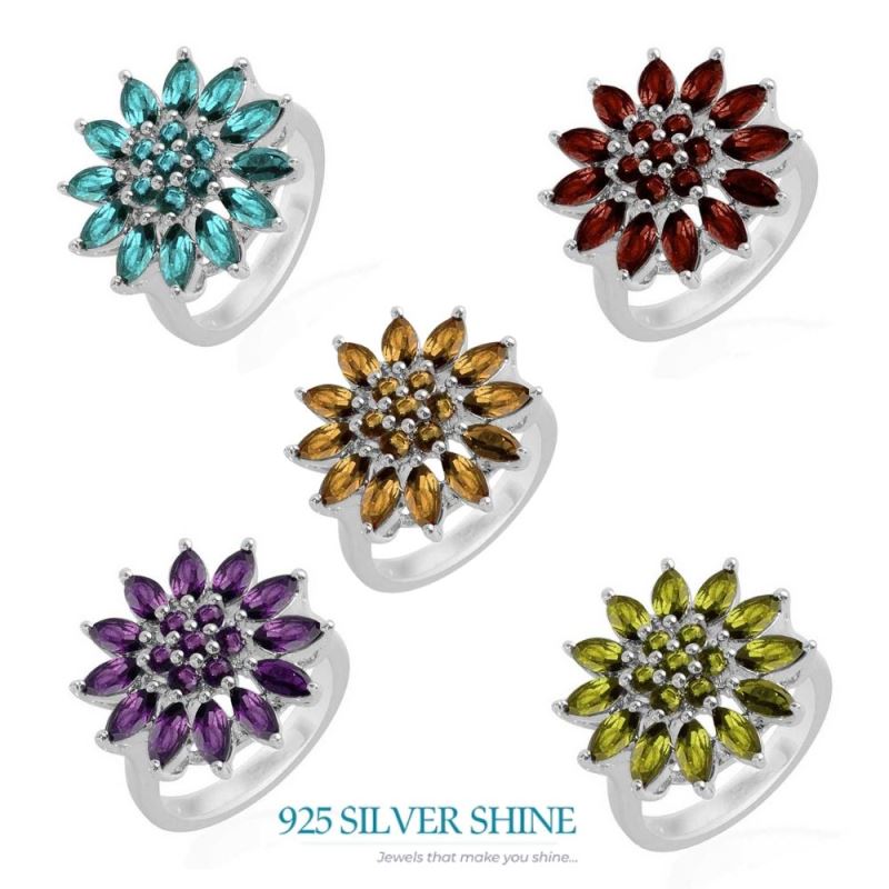 925 Sterling Silver Rings In Genuine Blue Topaz Gemstone 925SR1696_2