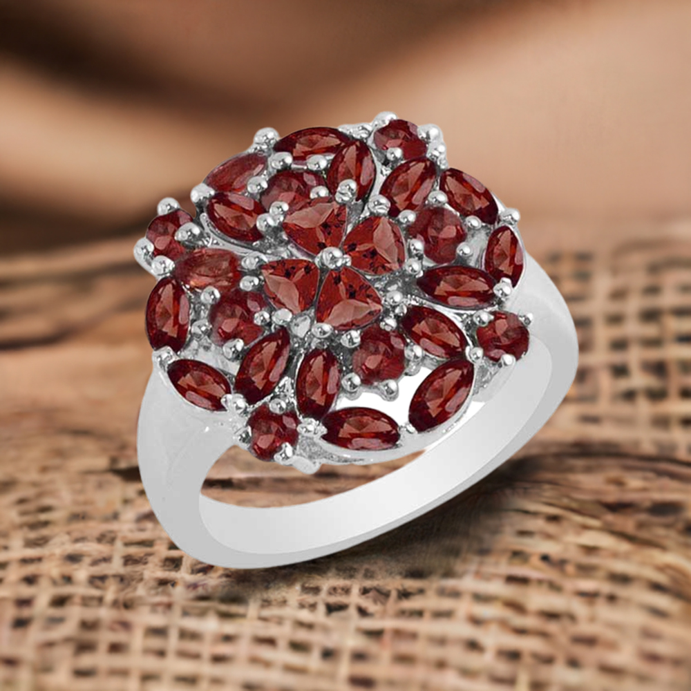 925 Sterling Silver Rings In Genuine Garnet Gemstone 925SR1699