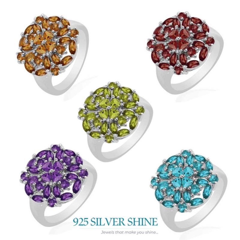 925 Sterling Silver Rings In Semi Precious Blue Topaz Gemstone 925SR1701_2