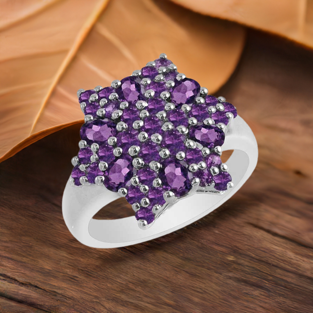Genuine Amethyst Gemstone Rings In 925 Sterling Silver Jewelry 925SR1717