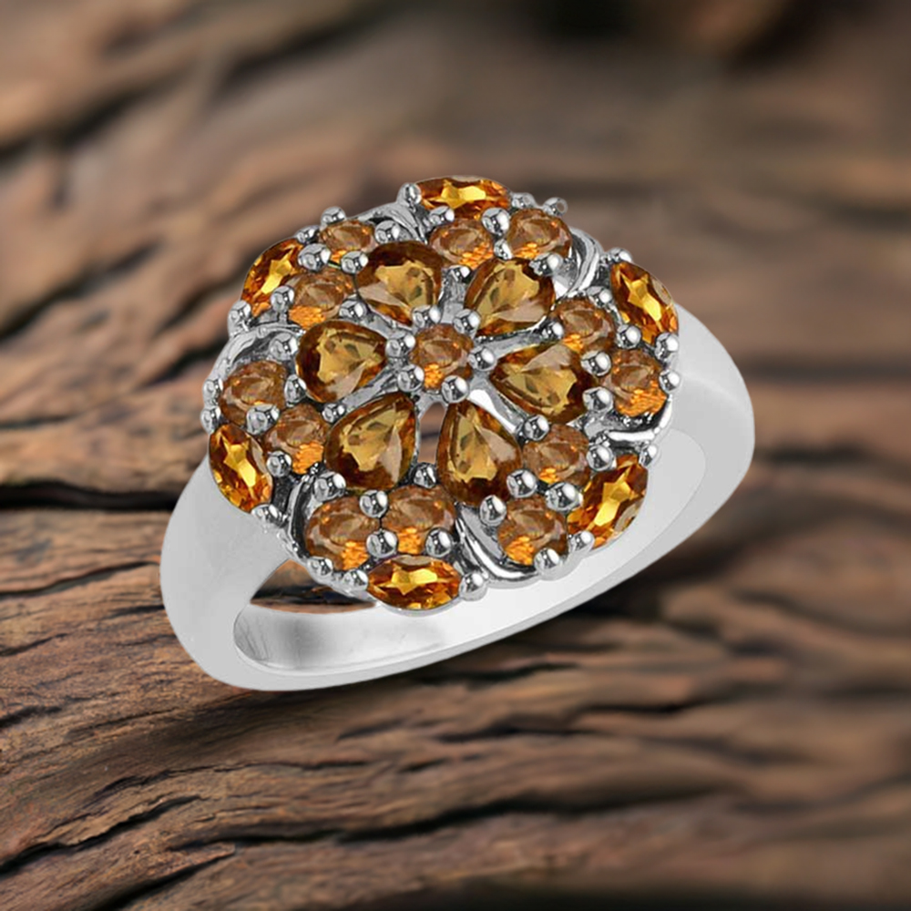 925 Sterling Silver Rings In Citrine Gemstone Jewelry 925SR1730