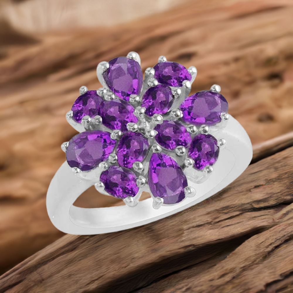 925 Sterling Silver Rings In Amethyst Gemstone Jewelry 925SR1732