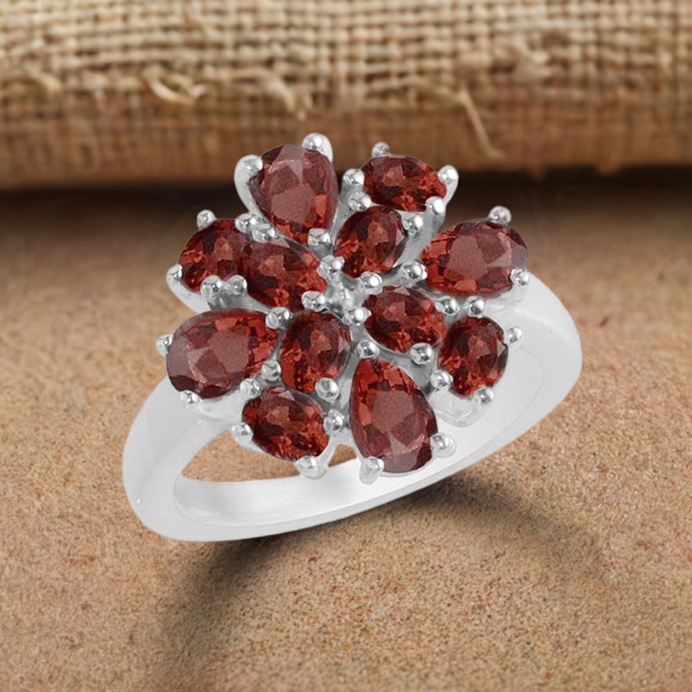 925 Sterling Silver Rings In Garnet Gemstone Jewelry 925SR1734