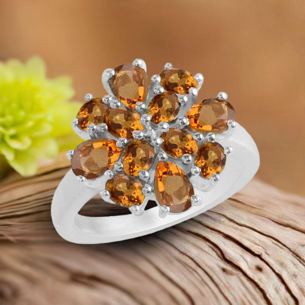 925 Sterling Silver Handmade Rings In Citrine Gemstone Jewelry 925SR1735