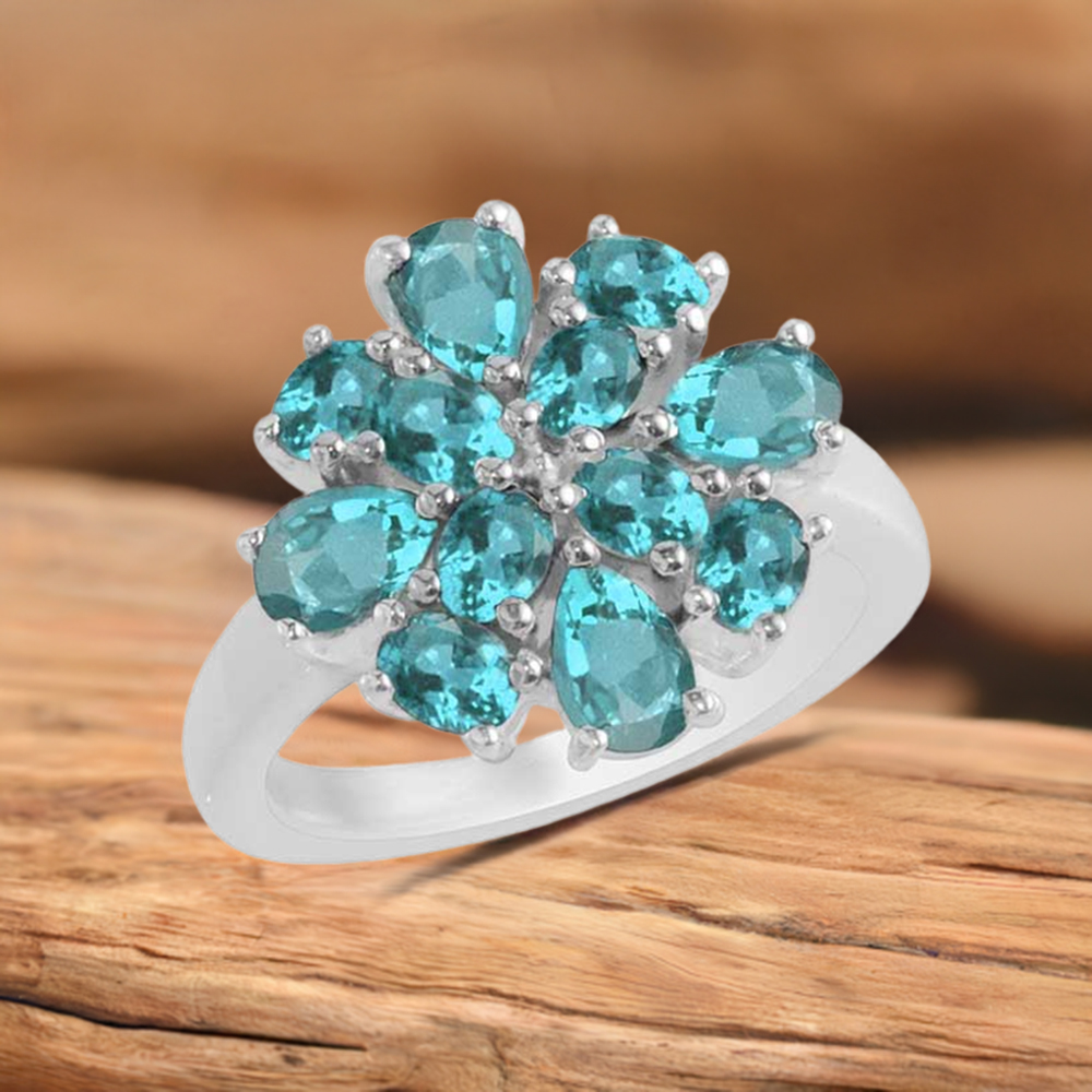 925 Sterling Silver Handmade Rings In Blue Topaz Gemstone Jewelry 925SR1736