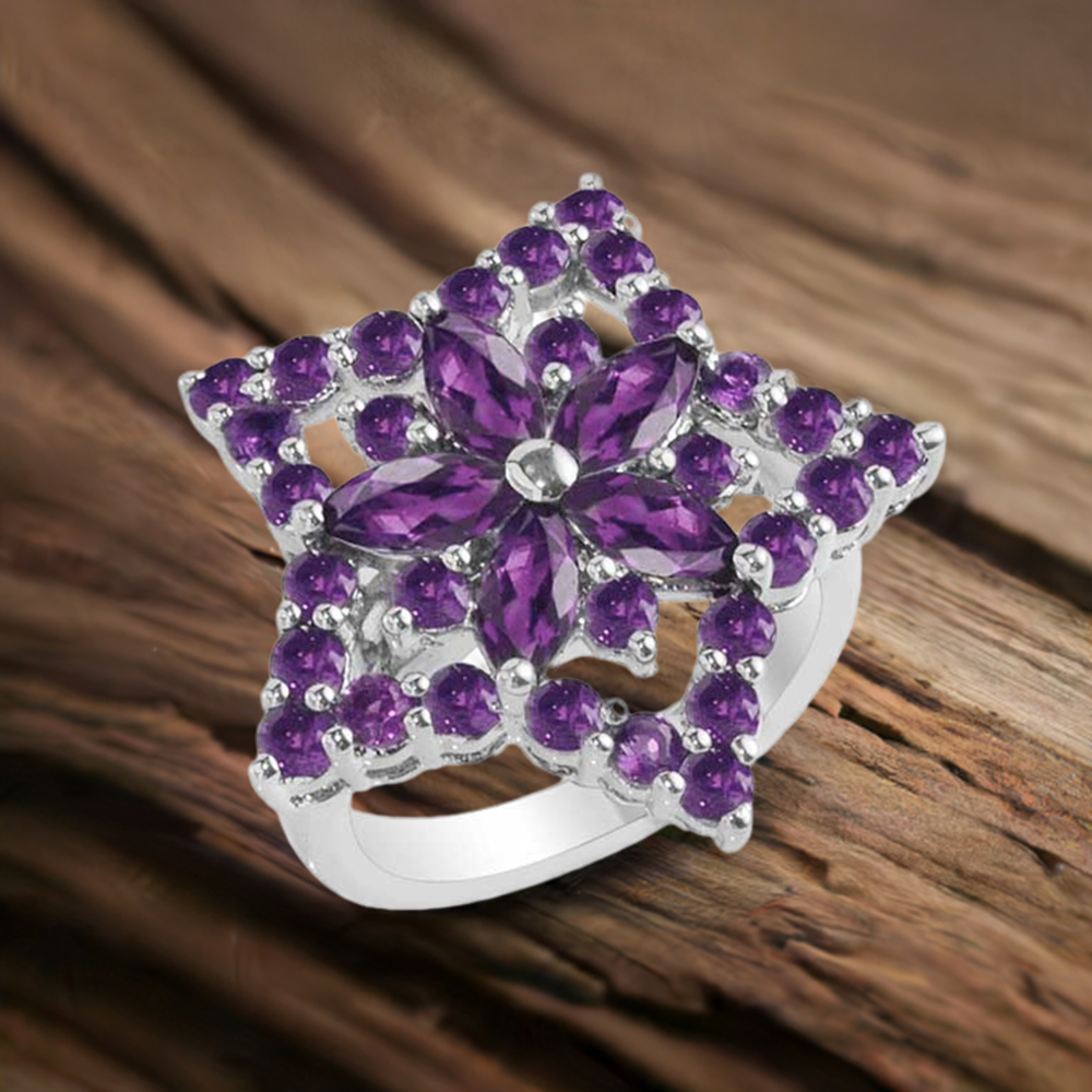 925 Sterling Silver Handmade Rings In Amethyst Gemstone Jewelry 925SR1737