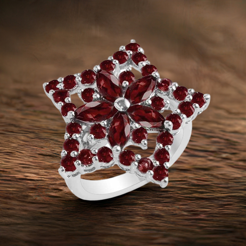 925 Sterling Silver Handmade Rings In Garnet Gemstone Jewelry 925SR1739