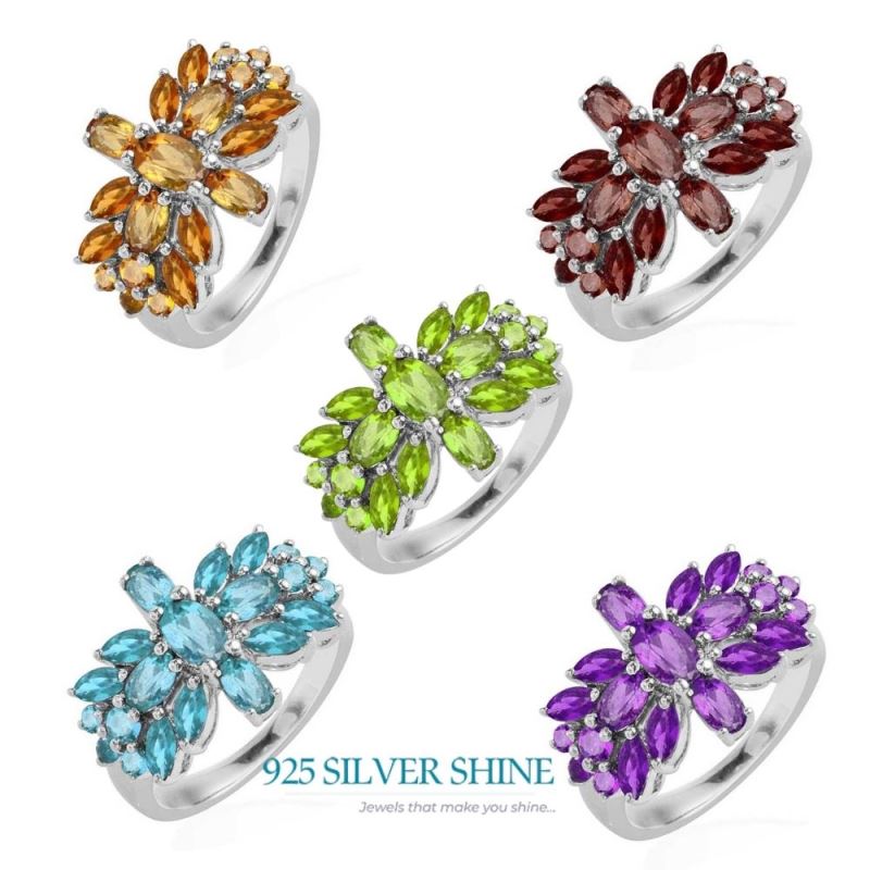 Fine 925 Sterling Silver Rings In Natural Blue Topaz Gemstone 925SR1761_1