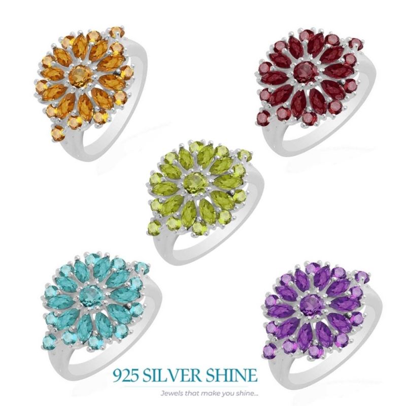 Natural Garnet Gemstone Rings In 925 Sterling Silver 925SR1764_2