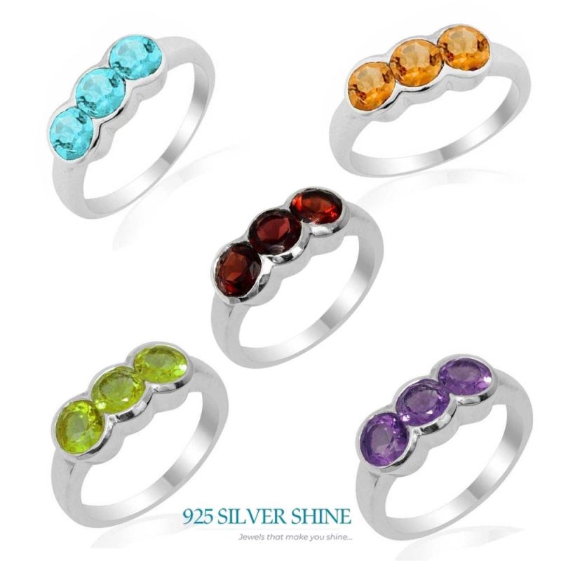 925 Sterling Silver Rings In Natural Garnet Gemstone 925SR1779_2