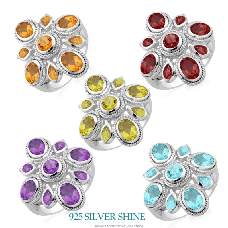 925 Sterling Silver Rings In Semi Precious Blue Topaz Gemstone 925SR1786_1