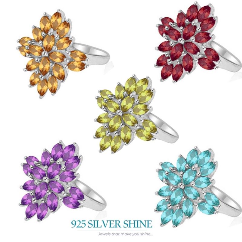 925 Sterling Silver Rings In Blue Topaz Gemstone Jewelry 925SR1821_1