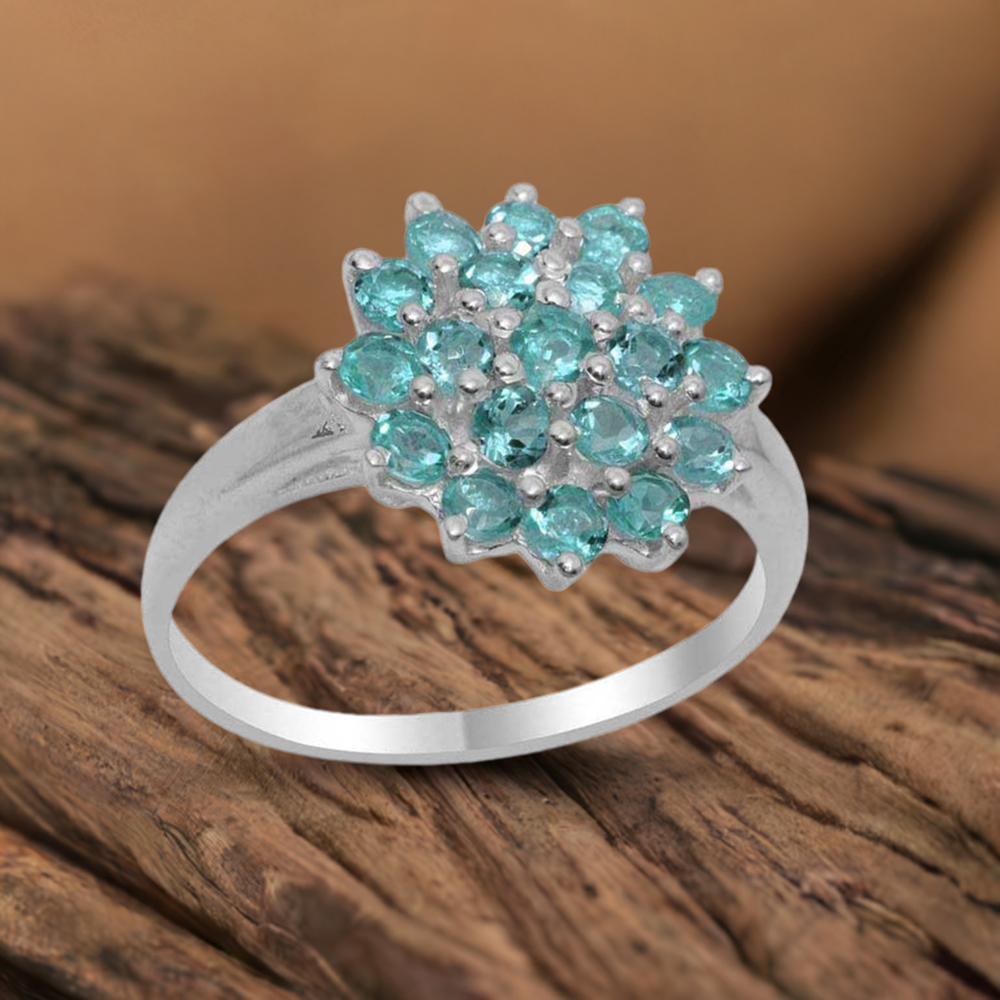 925 Sterling Silver Rings In Semi Precious Blue Topaz Gemstone 925SR1841