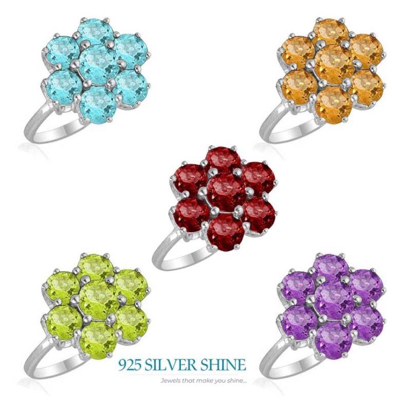 925 Sterling Silver Rings In Genuine Blue Topaz Gemstone 925SR1851_1